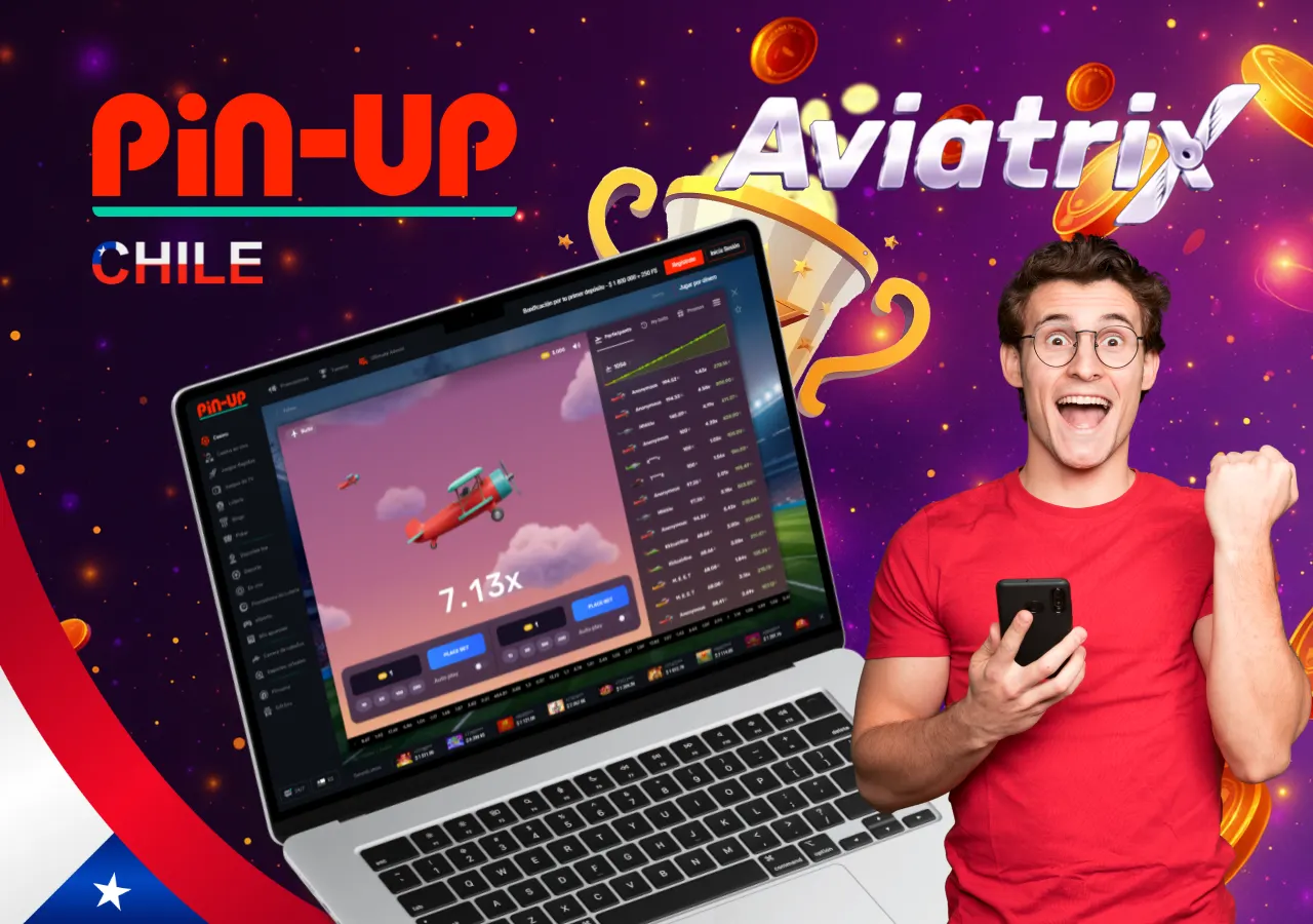 Versión de demostración de Aviatrix en Pin-Up Chile con controles de apuesta y lista de jugadores